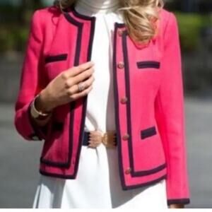 J. Crew Double Serge Wool Cropped Blazer Berry Coral Size 0/XS